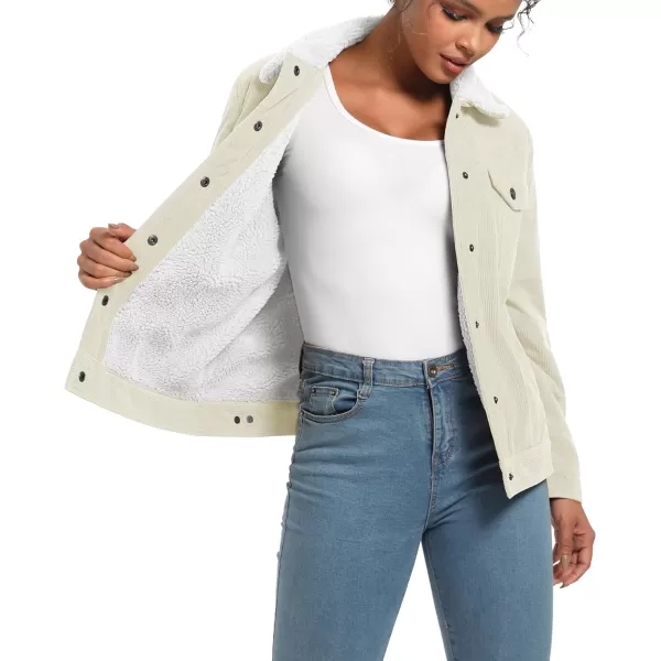 MAGCOMSEN Women's Corduroy Jacket Sherpa Fleece Lined Coat Button Up Warm Casual Heavyweight Trucker Jacket with Pockets