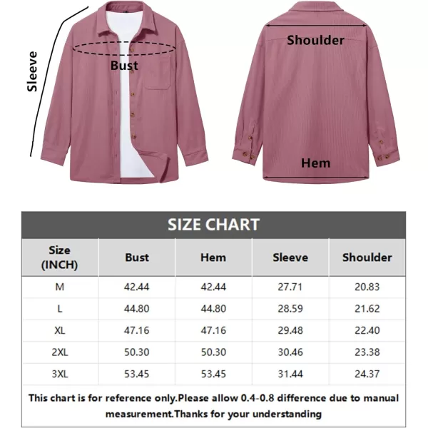 MAGCOMSEN Womens Corduroy Shacket Long Sleeve Button Down Shirt Spring Casual Jacket Bust Pocket Loose Fit Blouse Tops