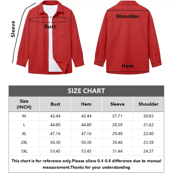 MAGCOMSEN Womens Corduroy Shacket Long Sleeve Button Down Shirt Spring Casual Jacket Bust Pocket Loose Fit Blouse Tops