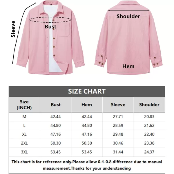 MAGCOMSEN Womens Corduroy Shacket Long Sleeve Button Down Shirt Spring Casual Jacket Bust Pocket Loose Fit Blouse Tops
