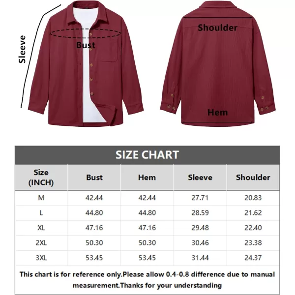 MAGCOMSEN Womens Corduroy Shacket Long Sleeve Button Down Shirt Spring Casual Jacket Bust Pocket Loose Fit Blouse Tops