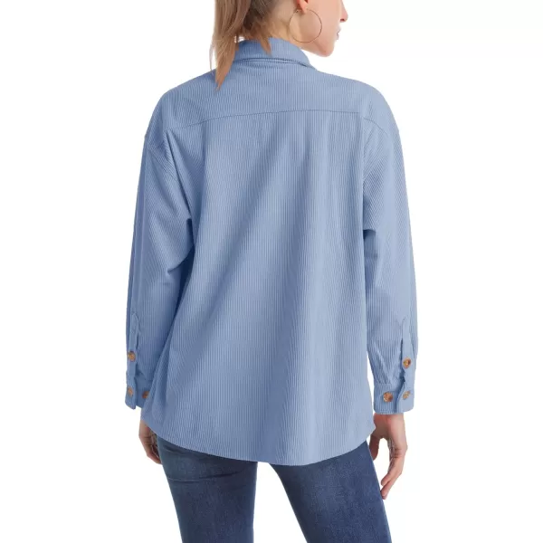 MAGCOMSEN Womens Corduroy Shacket Long Sleeve Button Down Shirt Spring Casual Jacket Bust Pocket Loose Fit Blouse Tops