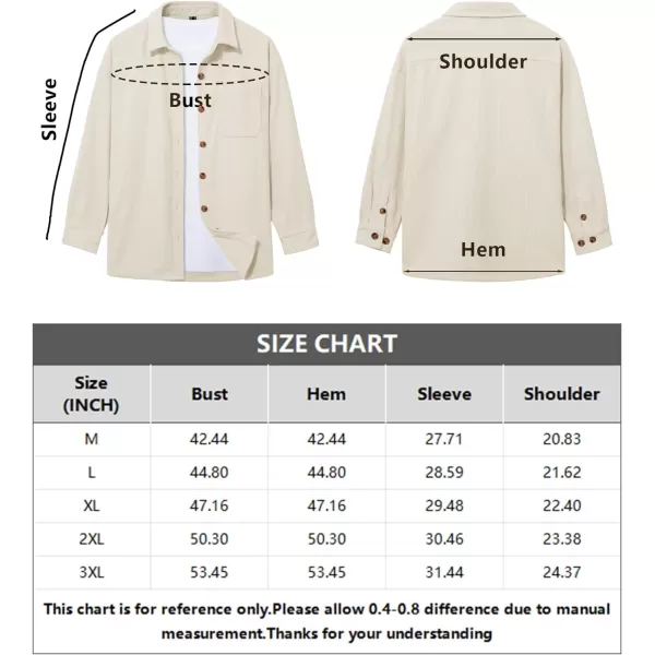MAGCOMSEN Womens Corduroy Shacket Long Sleeve Button Down Shirt Spring Casual Jacket Bust Pocket Loose Fit Blouse Tops