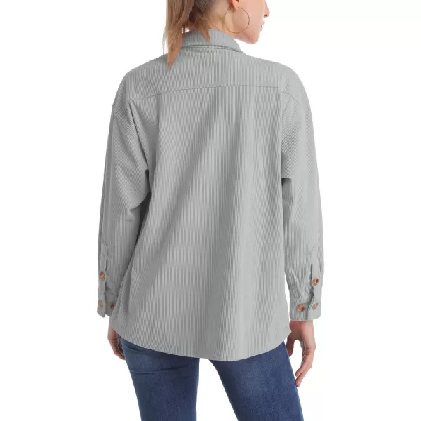MAGCOMSEN Womens Corduroy Shacket Long Sleeve Button Down Shirt Spring Casual Jacket Bust Pocket Loose Fit Blouse Tops