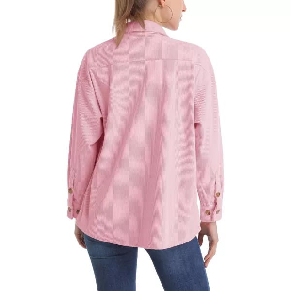 MAGCOMSEN Womens Corduroy Shacket Long Sleeve Button Down Shirt Spring Casual Jacket Bust Pocket Loose Fit Blouse Tops