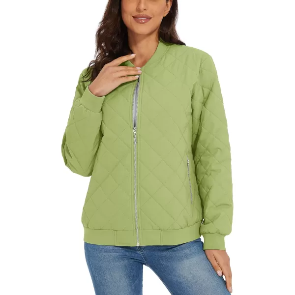 MAGCOMSEN Women's Diamond Quilted Jackets Lightweight Casual Bomber Jacket Warm Cotton Padded Coats with 2 Pockets