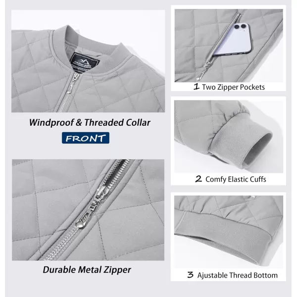 MAGCOMSEN Women's Diamond Quilted Jackets Lightweight Casual Bomber Jacket Warm Cotton Padded Coats with 2 Pockets