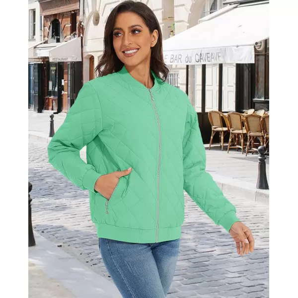 MAGCOMSEN Women's Diamond Quilted Jackets Lightweight Casual Bomber Jacket Warm Cotton Padded Coats with 2 Pockets