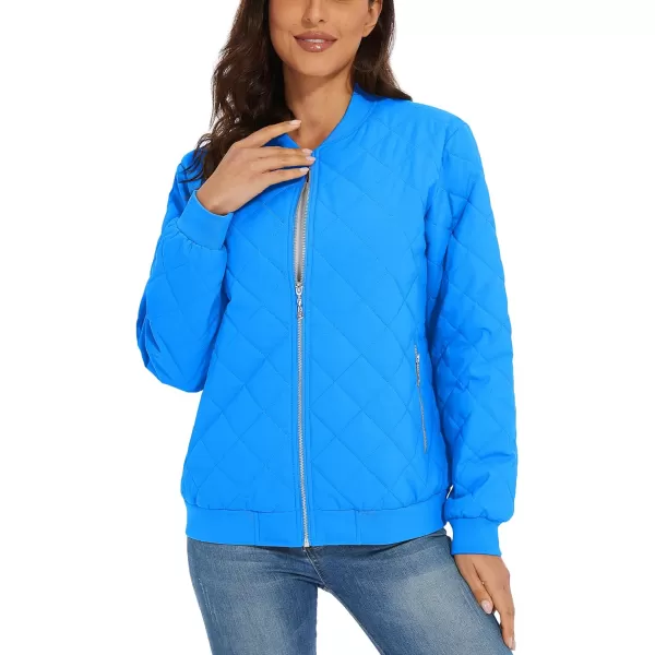 MAGCOMSEN Women's Diamond Quilted Jackets Lightweight Casual Bomber Jacket Warm Cotton Padded Coats with 2 Pockets