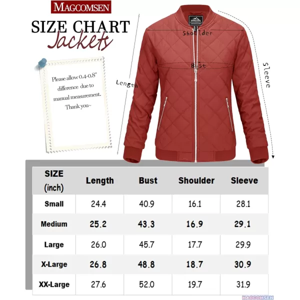 MAGCOMSEN Women's Diamond Quilted Jackets Lightweight Casual Bomber Jacket Warm Cotton Padded Coats with 2 Pockets