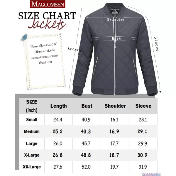 MAGCOMSEN Women's Diamond Quilted Jackets Lightweight Casual Bomber Jacket Warm Cotton Padded Coats with 2 Pockets