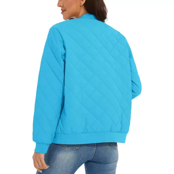 MAGCOMSEN Women's Diamond Quilted Jackets Lightweight Casual Bomber Jacket Warm Cotton Padded Coats with 2 Pockets