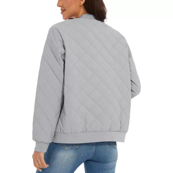 MAGCOMSEN Women's Diamond Quilted Jackets Lightweight Casual Bomber Jacket Warm Cotton Padded Coats with 2 Pockets