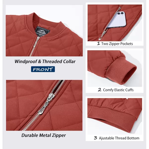 MAGCOMSEN Women's Diamond Quilted Jackets Lightweight Casual Bomber Jacket Warm Cotton Padded Coats with 2 Pockets