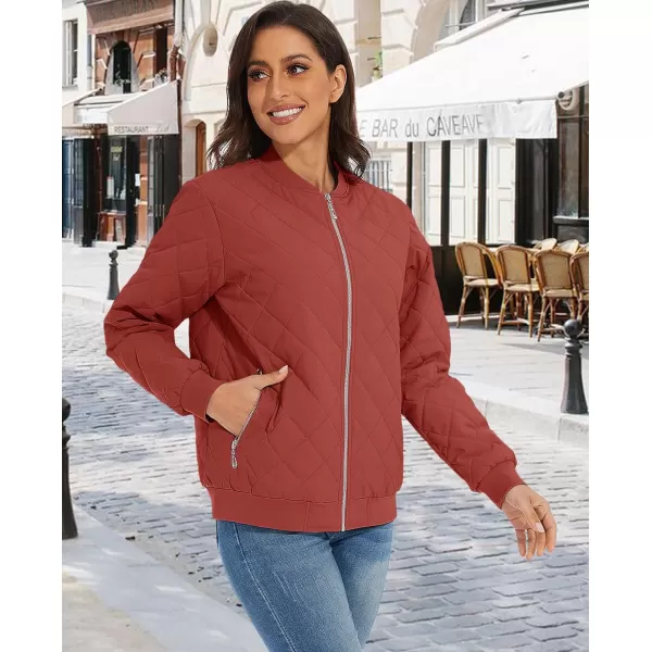 MAGCOMSEN Women's Diamond Quilted Jackets Lightweight Casual Bomber Jacket Warm Cotton Padded Coats with 2 Pockets