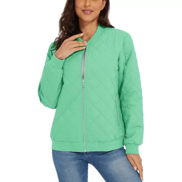 MAGCOMSEN Women's Diamond Quilted Jackets Lightweight Casual Bomber Jacket Warm Cotton Padded Coats with 2 Pockets