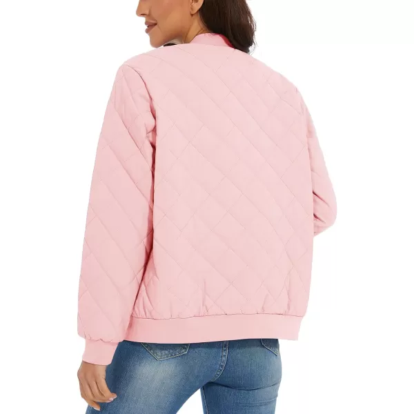 MAGCOMSEN Women's Diamond Quilted Jackets Lightweight Casual Bomber Jacket Warm Cotton Padded Coats with 2 Pockets