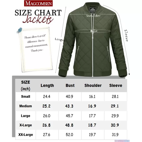 MAGCOMSEN Women's Diamond Quilted Jackets Lightweight Casual Bomber Jacket Warm Cotton Padded Coats with 2 Pockets