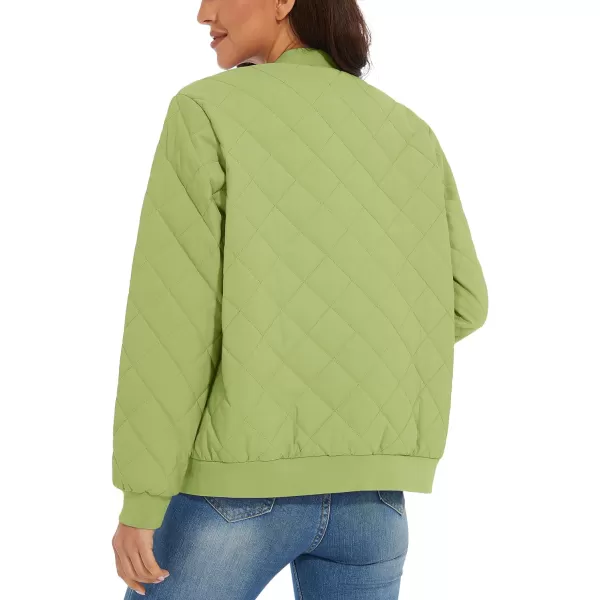 MAGCOMSEN Women's Diamond Quilted Jackets Lightweight Casual Bomber Jacket Warm Cotton Padded Coats with 2 Pockets