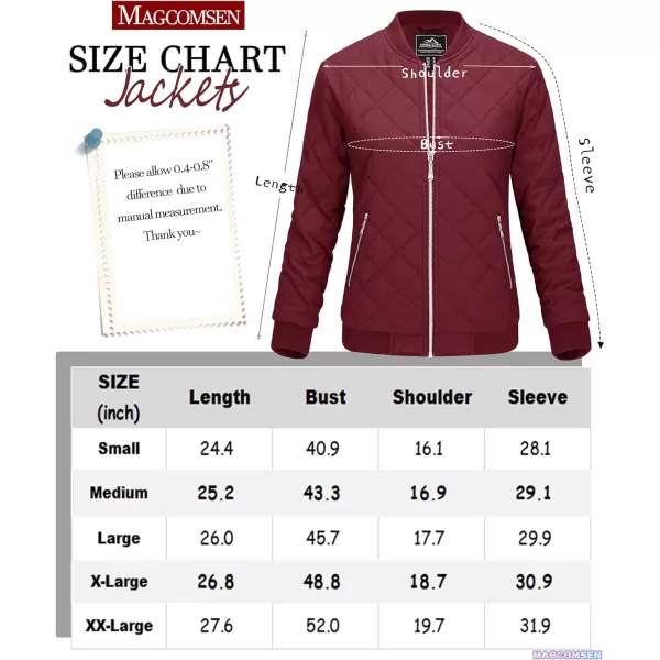 MAGCOMSEN Women's Diamond Quilted Jackets Lightweight Casual Bomber Jacket Warm Cotton Padded Coats with 2 Pockets