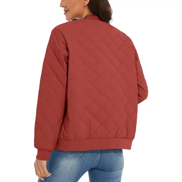 MAGCOMSEN Women's Diamond Quilted Jackets Lightweight Casual Bomber Jacket Warm Cotton Padded Coats with 2 Pockets