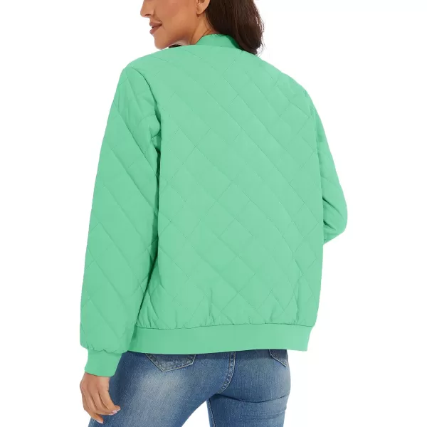 MAGCOMSEN Women's Diamond Quilted Jackets Lightweight Casual Bomber Jacket Warm Cotton Padded Coats with 2 Pockets