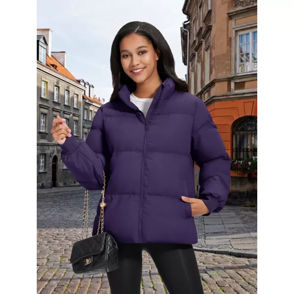 MAGCOMSEN Women's Down Jacket Baggy Puffer Jackets Stand Collar Water-resistant Winter Padded Quilted Coat with Pockets