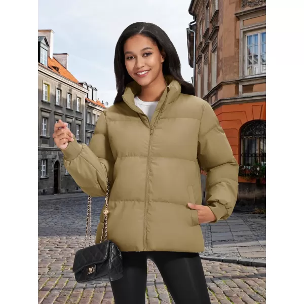 MAGCOMSEN Women's Down Jacket Baggy Puffer Jackets Stand Collar Water-resistant Winter Padded Quilted Coat with Pockets