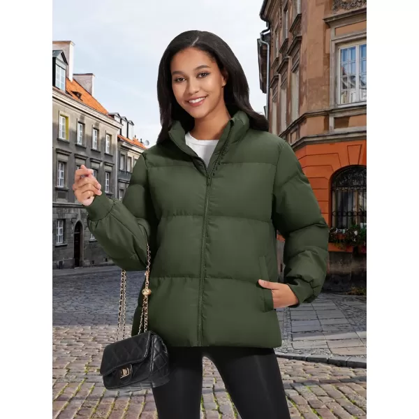 MAGCOMSEN Women's Down Jacket Baggy Puffer Jackets Stand Collar Water-resistant Winter Padded Quilted Coat with Pockets