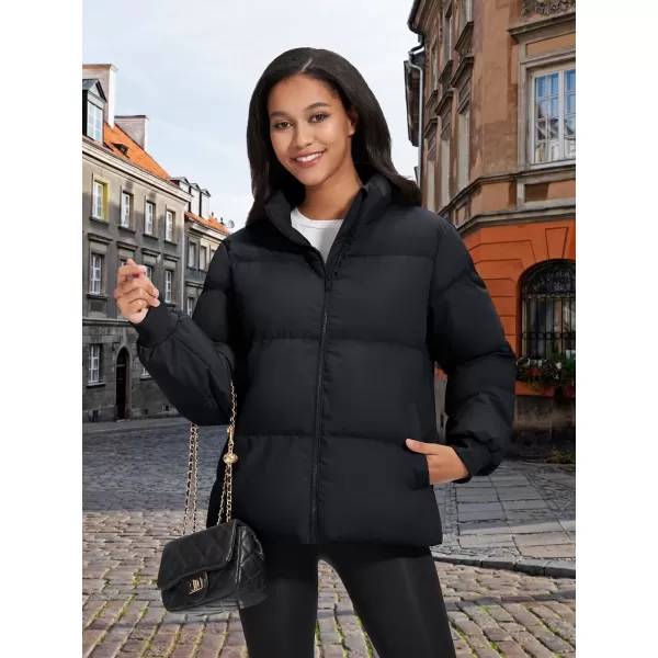 MAGCOMSEN Women's Down Jacket Baggy Puffer Jackets Stand Collar Water-resistant Winter Padded Quilted Coat with Pockets