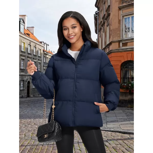 MAGCOMSEN Women's Down Jacket Baggy Puffer Jackets Stand Collar Water-resistant Winter Padded Quilted Coat with Pockets
