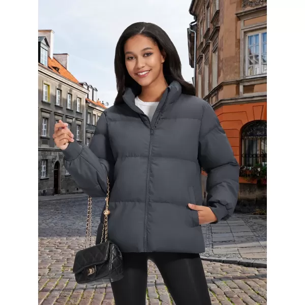 MAGCOMSEN Women's Down Jacket Baggy Puffer Jackets Stand Collar Water-resistant Winter Padded Quilted Coat with Pockets