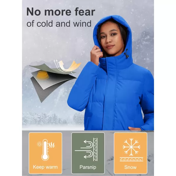 MAGCOMSEN Women's Down Jacket Long Thicken Winter Puffer Jacket Quilted Water-Resistant Wram Hooded Padded Coats
