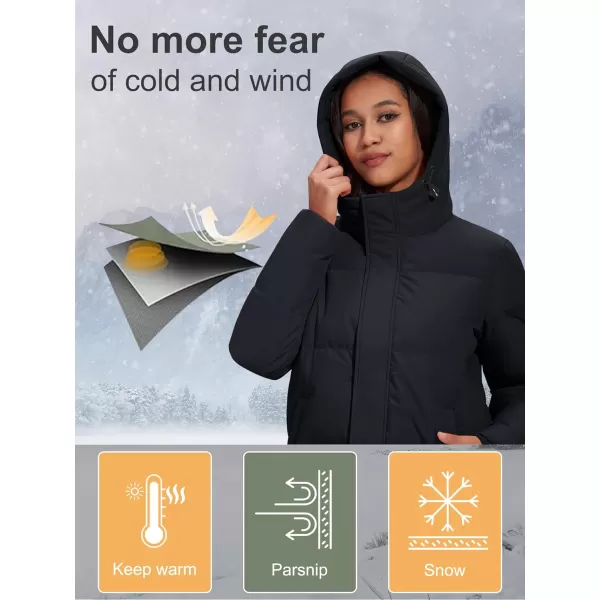 MAGCOMSEN Women's Down Jacket Long Thicken Winter Puffer Jacket Quilted Water-Resistant Wram Hooded Padded Coats