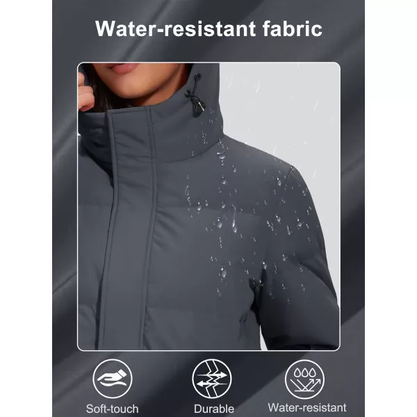 MAGCOMSEN Women's Down Jacket Long Thicken Winter Puffer Jacket Quilted Water-Resistant Wram Hooded Padded Coats