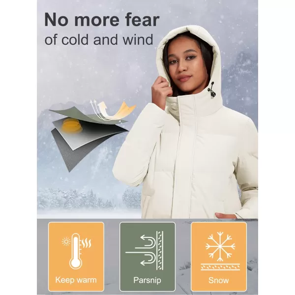 MAGCOMSEN Women's Down Jacket Long Thicken Winter Puffer Jacket Quilted Water-Resistant Wram Hooded Padded Coats