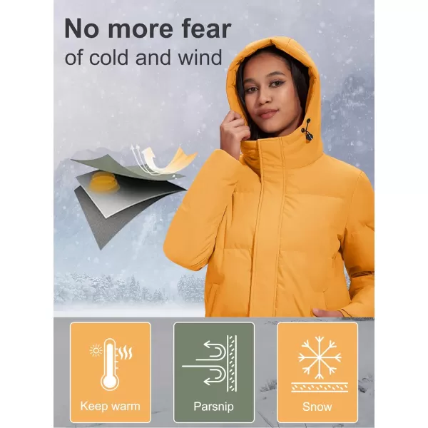 MAGCOMSEN Women's Down Jacket Long Thicken Winter Puffer Jacket Quilted Water-Resistant Wram Hooded Padded Coats