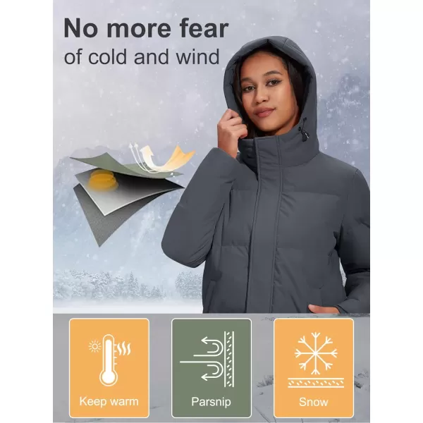 MAGCOMSEN Women's Down Jacket Long Thicken Winter Puffer Jacket Quilted Water-Resistant Wram Hooded Padded Coats