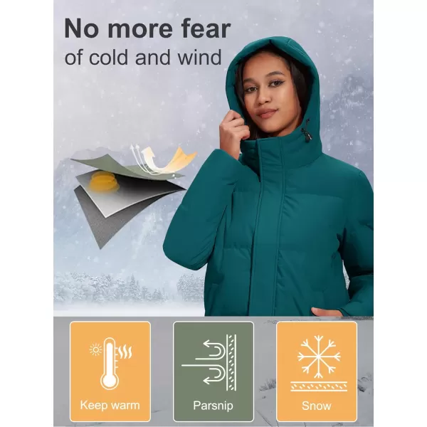 MAGCOMSEN Women's Down Jacket Long Thicken Winter Puffer Jacket Quilted Water-Resistant Wram Hooded Padded Coats