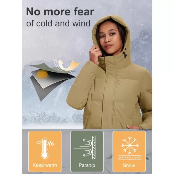 MAGCOMSEN Women's Down Jacket Long Thicken Winter Puffer Jacket Quilted Water-Resistant Wram Hooded Padded Coats