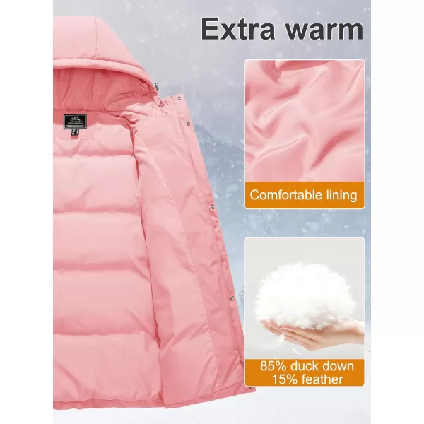 MAGCOMSEN Women's Down Jacket Long Thicken Winter Puffer Jacket Quilted Water-Resistant Wram Hooded Padded Coats