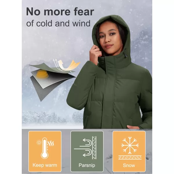 MAGCOMSEN Women's Down Jacket Long Thicken Winter Puffer Jacket Quilted Water-Resistant Wram Hooded Padded Coats