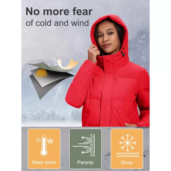 MAGCOMSEN Women's Down Jacket Long Thicken Winter Puffer Jacket Quilted Water-Resistant Wram Hooded Padded Coats