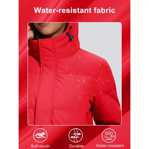 MAGCOMSEN Women's Down Jacket Long Thicken Winter Puffer Jacket Quilted Water-Resistant Wram Hooded Padded Coats