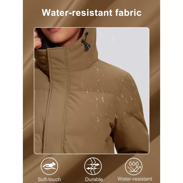 MAGCOMSEN Women's Down Jacket Long Thicken Winter Puffer Jacket Quilted Water-Resistant Wram Hooded Padded Coats