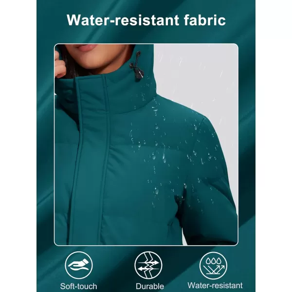 MAGCOMSEN Women's Down Jacket Long Thicken Winter Puffer Jacket Quilted Water-Resistant Wram Hooded Padded Coats