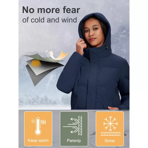 MAGCOMSEN Women's Down Jacket Long Thicken Winter Puffer Jacket Quilted Water-Resistant Wram Hooded Padded Coats