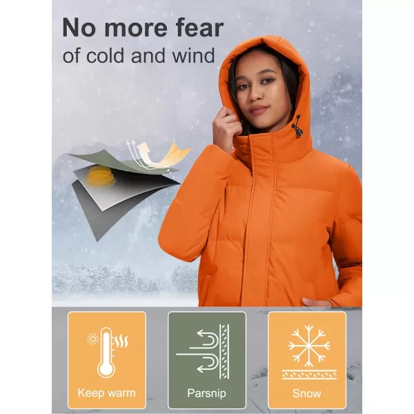 MAGCOMSEN Women's Down Jacket Long Thicken Winter Puffer Jacket Quilted Water-Resistant Wram Hooded Padded Coats