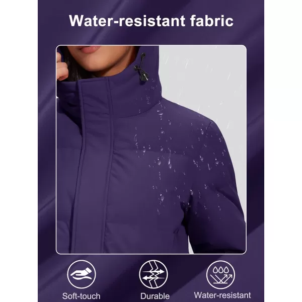MAGCOMSEN Women's Down Jacket Long Thicken Winter Puffer Jacket Quilted Water-Resistant Wram Hooded Padded Coats