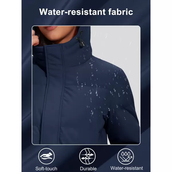 MAGCOMSEN Women's Down Jacket Long Thicken Winter Puffer Jacket Quilted Water-Resistant Wram Hooded Padded Coats